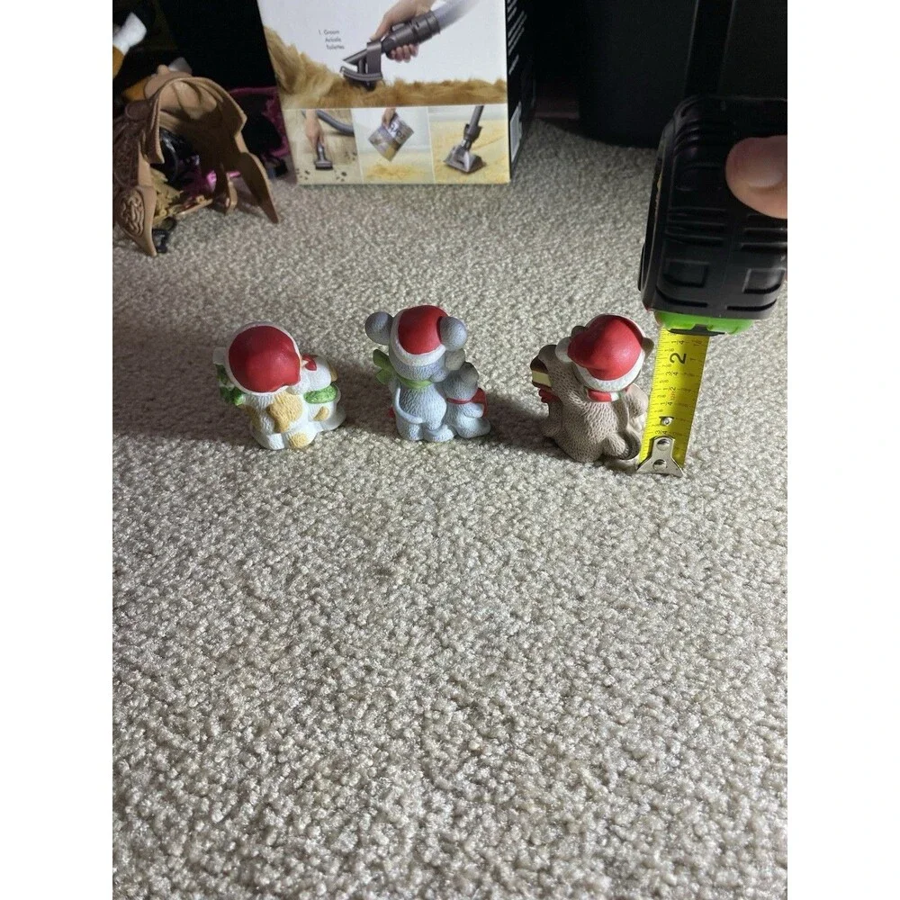 3 Vintage Christmas Homco Animals - Raccoon Mouse Puppy - Home Interior Figurine